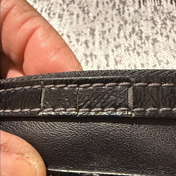 Coach Penelope Black Leather Wristlet with Silver Accents - Picture 4 of 12